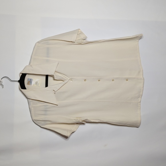 Vintage Elite International 100% silk short sleeve button down top - Picture 3 of 12